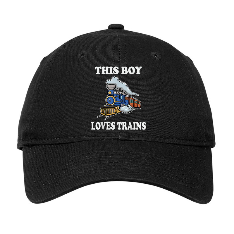 This Boy Loves Trains Gift Train Wagon Lover Gifts Adjustable Cap by vandoi | Artistshot