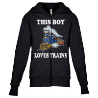 This Boy Loves Trains Gift Train Wagon Lover Gifts Youth Zipper Hoodie | Artistshot