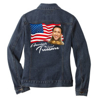 America's National Treasure   White Text Ladies Denim Jacket | Artistshot