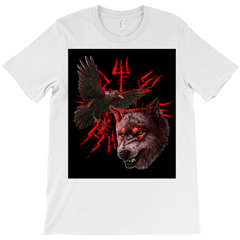 Vegvisir Odins Eye And Raven Vikings  Yellow Red T-Shirt by betzeldizak | Artistshot