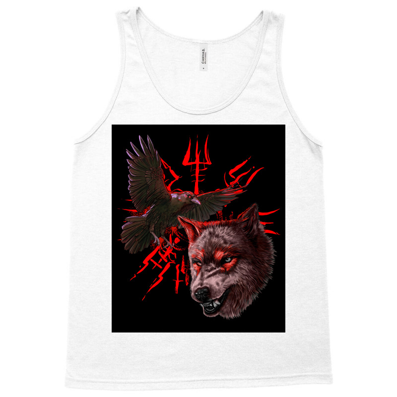 Vegvisir Odins Eye And Raven Vikings  Yellow Red Tank Top by betzeldizak | Artistshot