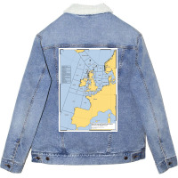 Uk Shipping Forecast Map  Blue Nostalgia Cute Unisex Sherpa-lined Denim Jacket | Artistshot