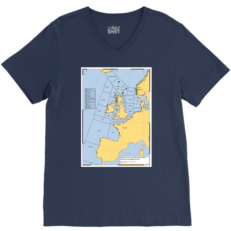 Uk Shipping Forecast Map  Blue Nostalgia Cute V-neck Tee | Artistshot