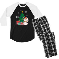 Lucky Cat Around The Christmas Tree Lucky Cat Men's 3/4 Sleeve Pajama Set | Artistshot