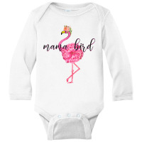 Flower Pink Mama Bird Momma Flamingo Summer Sea 2019 Floral Long Sleeve Baby Bodysuit | Artistshot