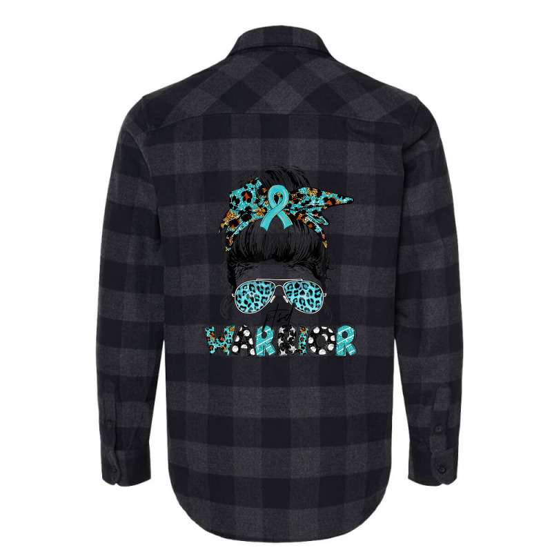 Messy Bun Women Glasses Teal Ribbon Ptsd Warrior Flannel Shirt | Artistshot