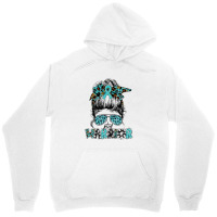 Messy Bun Women Glasses Teal Ribbon Ptsd Warrior Unisex Hoodie | Artistshot