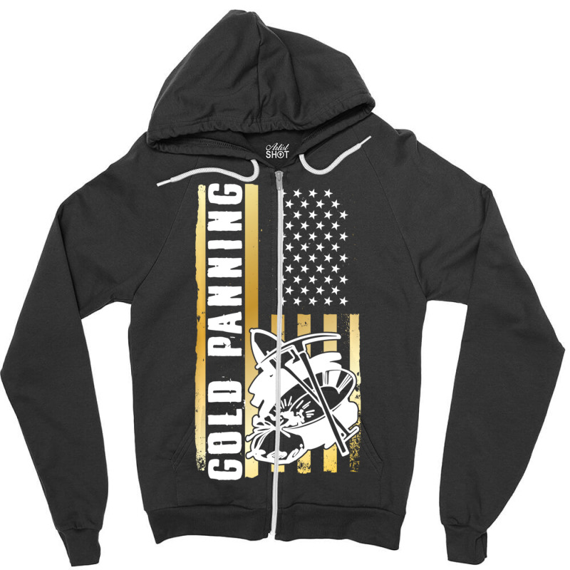 Limited Edition American Flag Gold Panning Gold Miner Treasure Hunting Zipper Hoodie by Bostic Walling | Artistshot