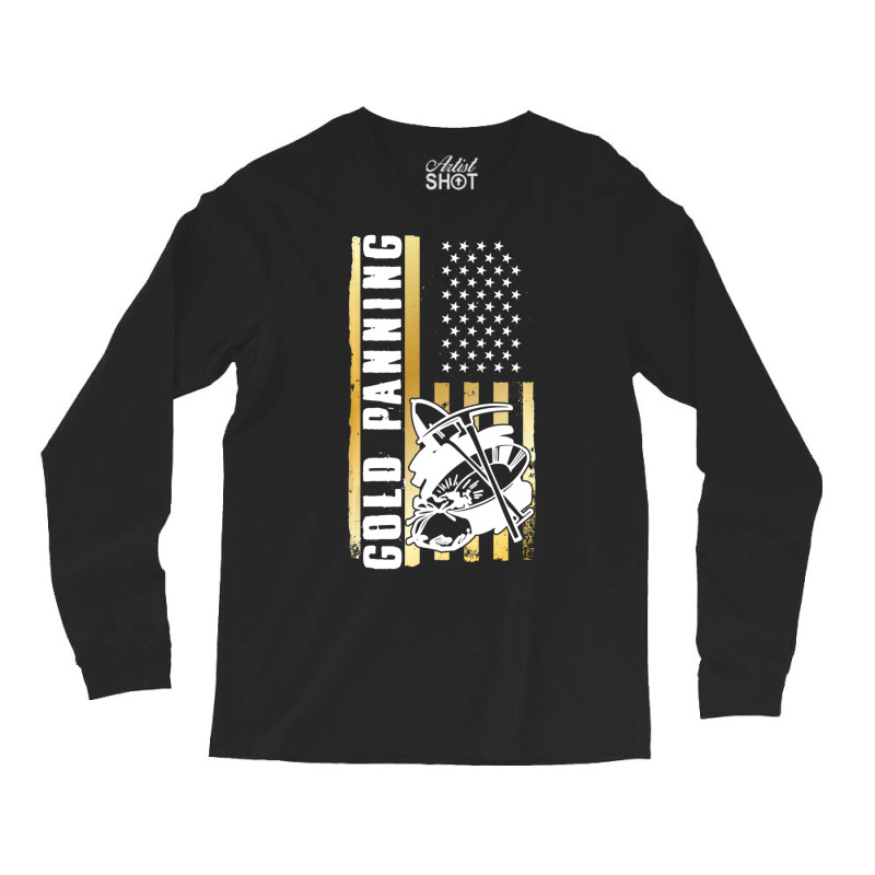 Limited Edition American Flag Gold Panning Gold Miner Treasure Hunting Long Sleeve Shirts by Bostic Walling | Artistshot