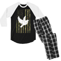 Hot Trend American Hunt Doves Hunting Camouflage Usa Flag Men's 3/4 Sleeve Pajama Set | Artistshot