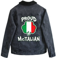 Mctalian Irish And Italian Pride Shamrock St Patricks Day Unisex Sherpa-lined Denim Jacket | Artistshot