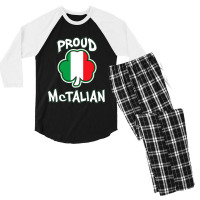 Mctalian Irish And Italian Pride Shamrock St Patricks Day Men's 3/4 Sleeve Pajama Set | Artistshot