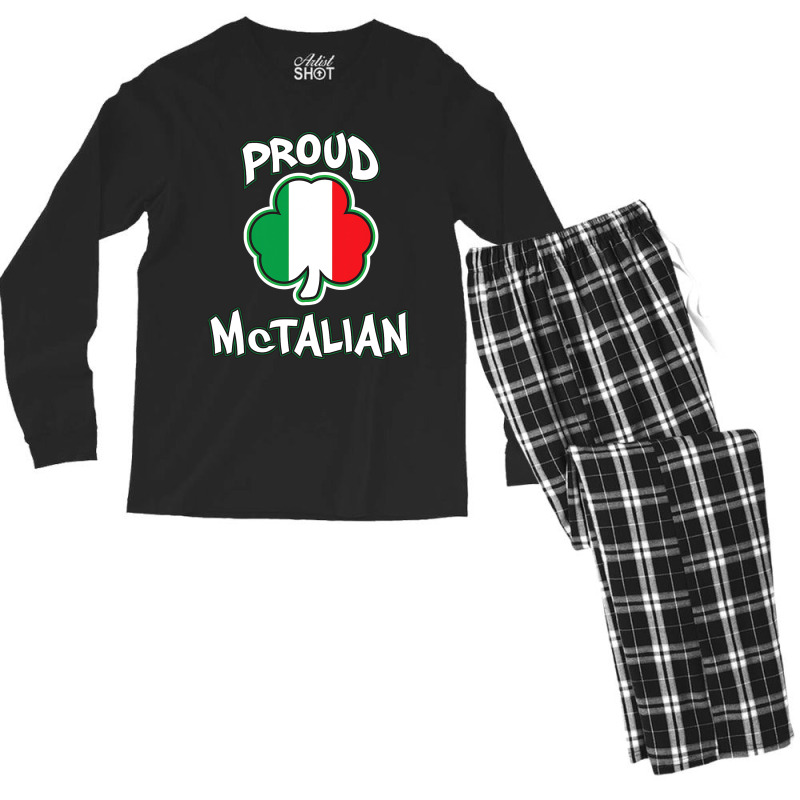 Mctalian Irish And Italian Pride Shamrock St Patricks Day Men's Long Sleeve Pajama Set | Artistshot