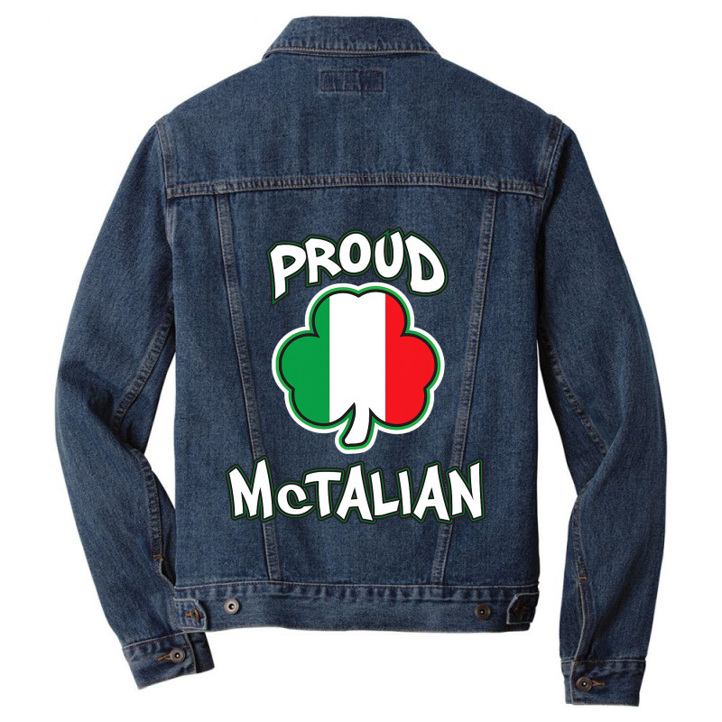 Mctalian Irish And Italian Pride Shamrock St Patricks Day Men Denim Jacket | Artistshot