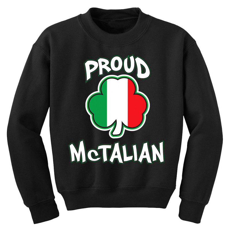 Mctalian Irish And Italian Pride Shamrock St Patricks Day Youth Sweatshirt | Artistshot