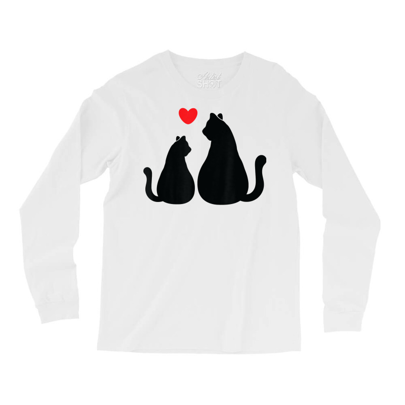 2 Cats Loving Each Other With Heart Feline Graphic T Shirt Long Sleeve Shirts | Artistshot