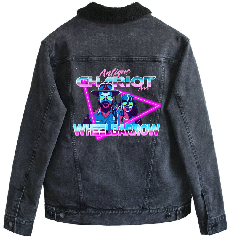 Antique Chariot And Wheelbarrow 80s Retro Fanart Unisex Sherpa-Lined Denim Jacket by kakhuwoldtf | Artistshot