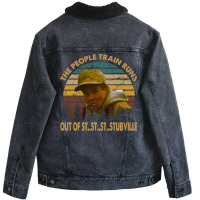 Vintage Planes Trains And Automobiles Films   The People Train Runs Unisex Sherpa-lined Denim Jacket | Artistshot