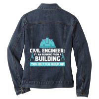 Engineer Ingeniero Civil Civil Engineering Ladies Denim Jacket | Artistshot