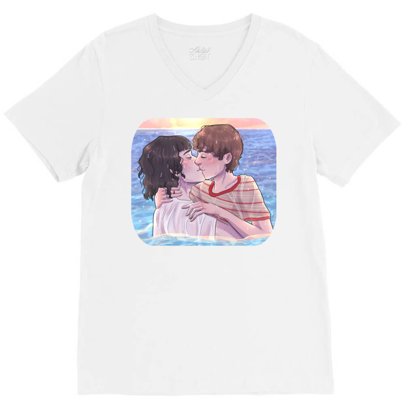 Byler Kissing In The Ocean V-Neck Tee by kakhuwoldtf | Artistshot