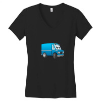 Blue Mini Van Cartoon Women's V-neck T-shirt | Artistshot