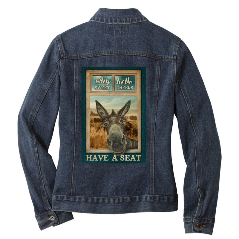 Donkey Why Hello Sweet Cheeks Ladies Denim Jacket | Artistshot