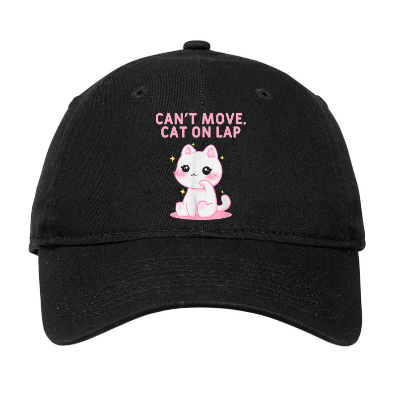 Cant Move Cat On Lap Cat Lover Wfh Kitten Work From Home T Shirt Adjustable Cap by hyong5i4 | Artistshot