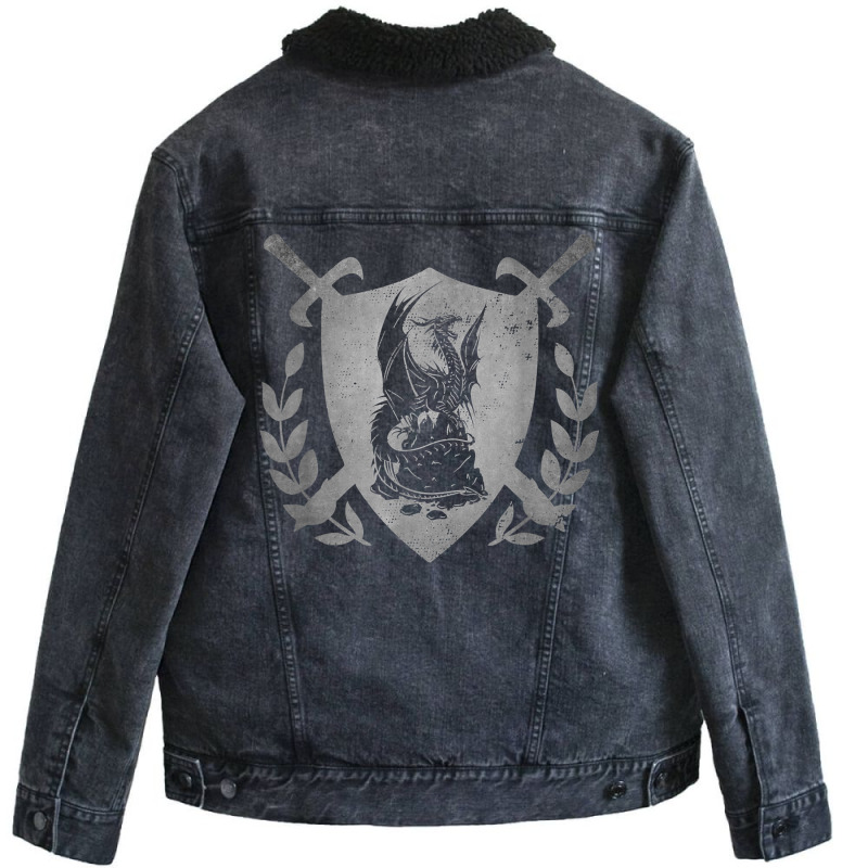 Dragon Crossed Swords Shield Medieval Heraldry Art Graphic T Shirt Unisex Sherpa-lined Denim Jacket | Artistshot