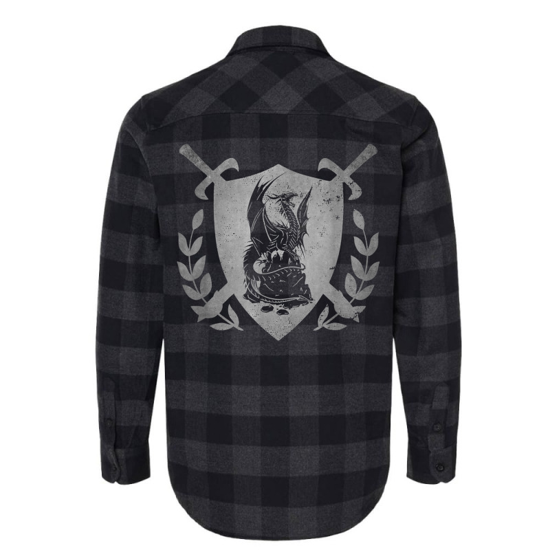 Dragon Crossed Swords Shield Medieval Heraldry Art Graphic T Shirt Flannel Shirt | Artistshot