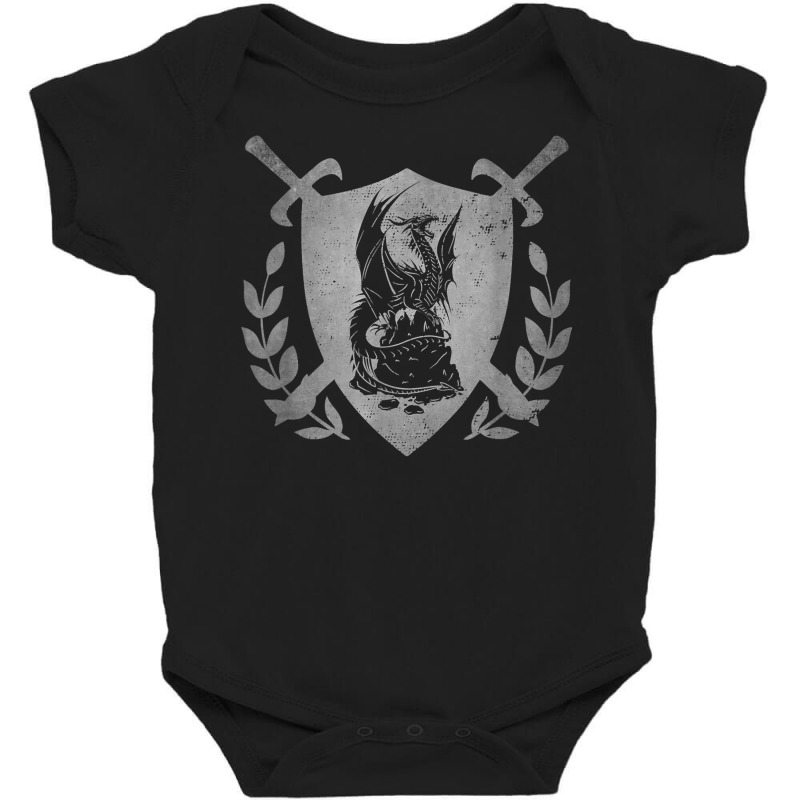 Dragon Crossed Swords Shield Medieval Heraldry Art Graphic T Shirt Baby Bodysuit | Artistshot