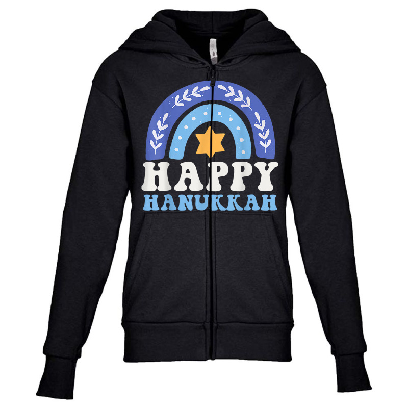 Happy Hanukkah Chanukah Rainbow Menorah Jewish Holiday T Shirt Youth Zipper Hoodie | Artistshot