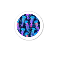 Luminescent Rainbow Jellyfish On Navy Blue .png Sticker | Artistshot