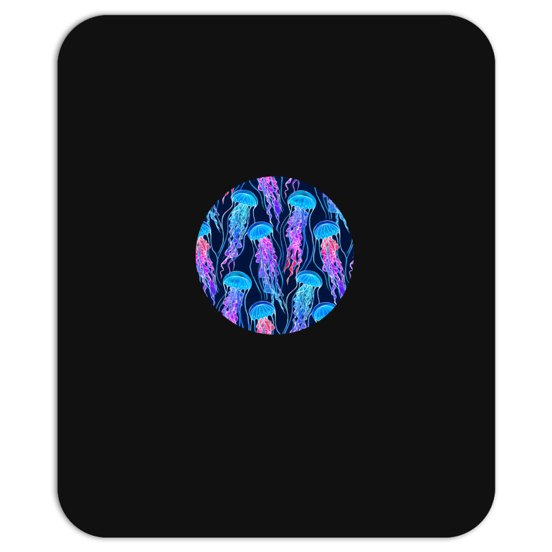 Luminescent Rainbow Jellyfish On Navy Blue .png Mousepad | Artistshot