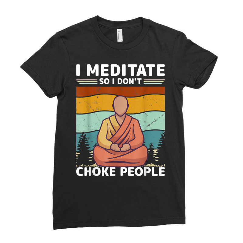 I Meditate Vintage Buddha Buddhism Zen Spiritual Meditation T Shirt Ladies Fitted T-Shirt by sheritl9tl | Artistshot