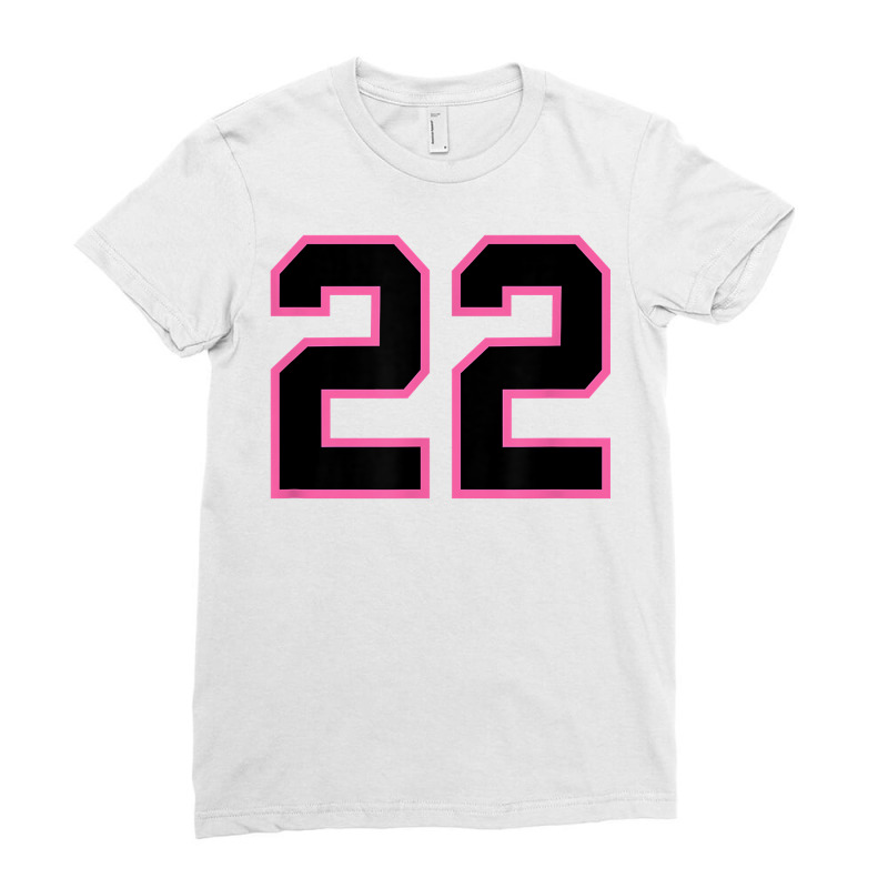 Number 22 Sports Jersey Athlete Fan Pink Black Lucky Number T Shirt Ladies Fitted T-Shirt by kogmor58594 | Artistshot