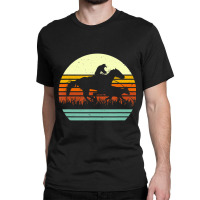 Trending Horse And Cowboy Calf Roping Retro Sun Style Classic T-shirt | Artistshot