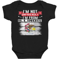 Illinois Flag I´m Not Unfriendly I´m From Illinois Backprint T Shirt Baby Bodysuit | Artistshot