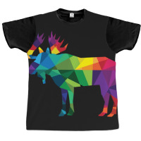 Limited Edition Moose Colorful Low Poly Art Hunting Theme- Hunters Graphic T-shirt | Artistshot