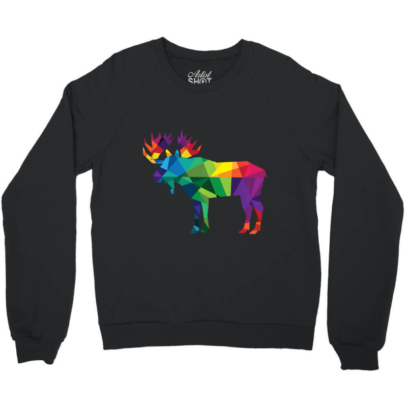 Limited Edition Moose Colorful Low Poly Art Hunting Theme- Hunters Crewneck Sweatshirt | Artistshot