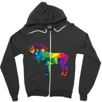 Limited Edition Moose Colorful Low Poly Art Hunting Theme- Hunters Zipper Hoodie | Artistshot