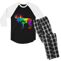 Limited Edition Moose Colorful Low Poly Art Hunting Theme- Hunters Men's 3/4 Sleeve Pajama Set | Artistshot