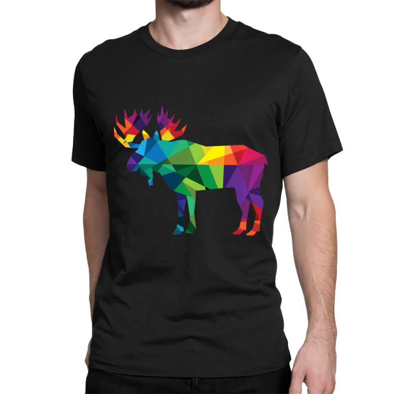 Limited Edition Moose Colorful Low Poly Art Hunting Theme- Hunters Classic T-shirt | Artistshot