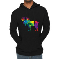 Limited Edition Moose Colorful Low Poly Art Hunting Theme- Hunters Lightweight Hoodie | Artistshot