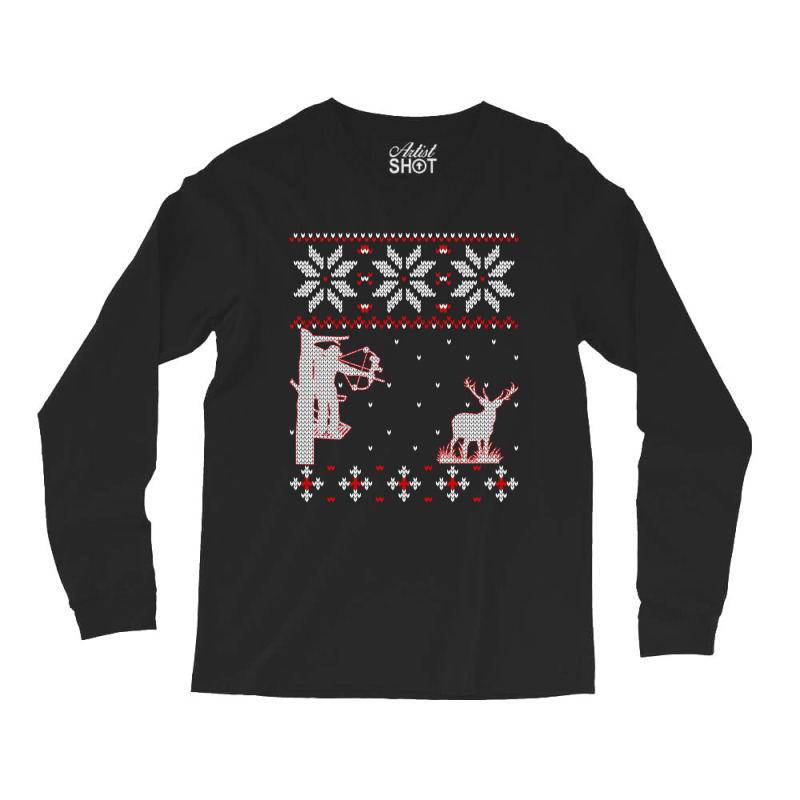 Trending Archery Cute Bow Hunter Deer Hunting Ugly Christmas Long Sleeve Shirts | Artistshot