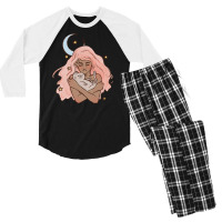 A Girl And Her Cat Men's 3/4 Sleeve Pajama Set | Artistshot