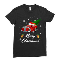 Merry Christmas Vintage Wagon Red Truck Pajama Family Party T Shirt Ladies Fitted T-shirt | Artistshot