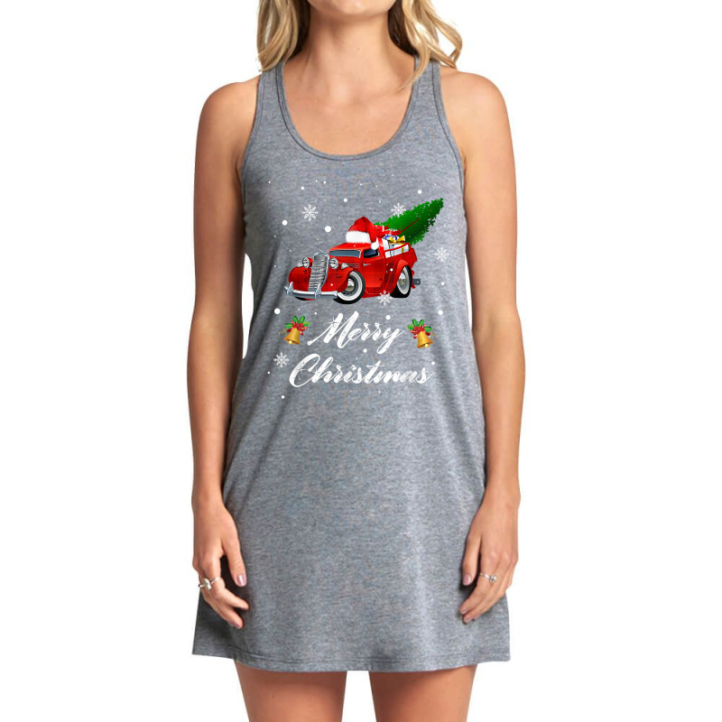 Merry Christmas Vintage Wagon Red Truck Pajama Family Party T Shirt Tank Dress by hyong5i4 | Artistshot