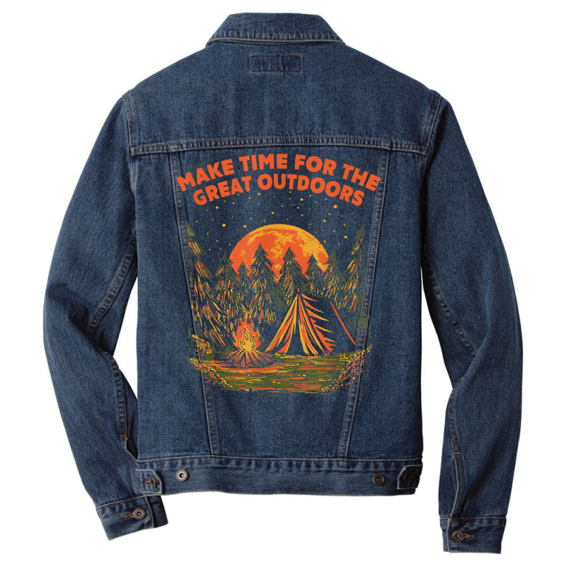 Make Time For Outdoors Camping Hiking Camper Hiker Traveler T Shirt Men Denim Jacket by l71e1leis | Artistshot