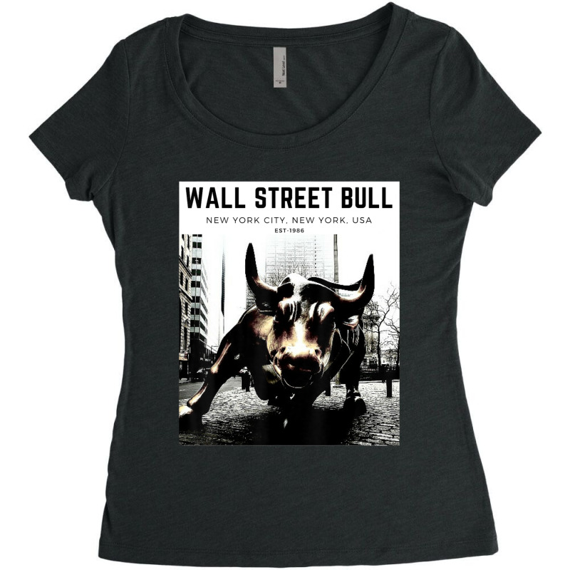 Trending Wall Street Bull Day Trading Stock Market Women's Triblend Scoop T-shirt by yumgaugeteuda | Artistshot