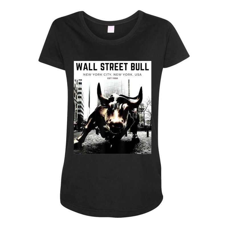 Trending Wall Street Bull Day Trading Stock Market Maternity Scoop Neck T-shirt by yumgaugeteuda | Artistshot